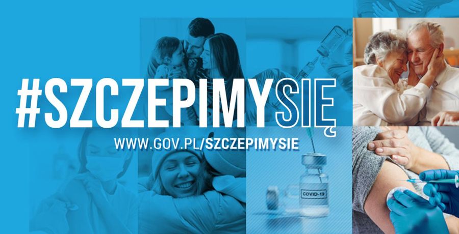 Inormacja dotycząca kampanii #SzczepimySię mająca na celu upowszechnienie wiadomości na temat szczepień przeciwko COVID-19.