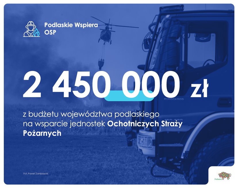 Dofinansowanie z Urzędu Marszałkowskiego Województwa Podlaskiego dla Ochotniczych Straży Pożarnych z Gminy Kulesze Kościelne.