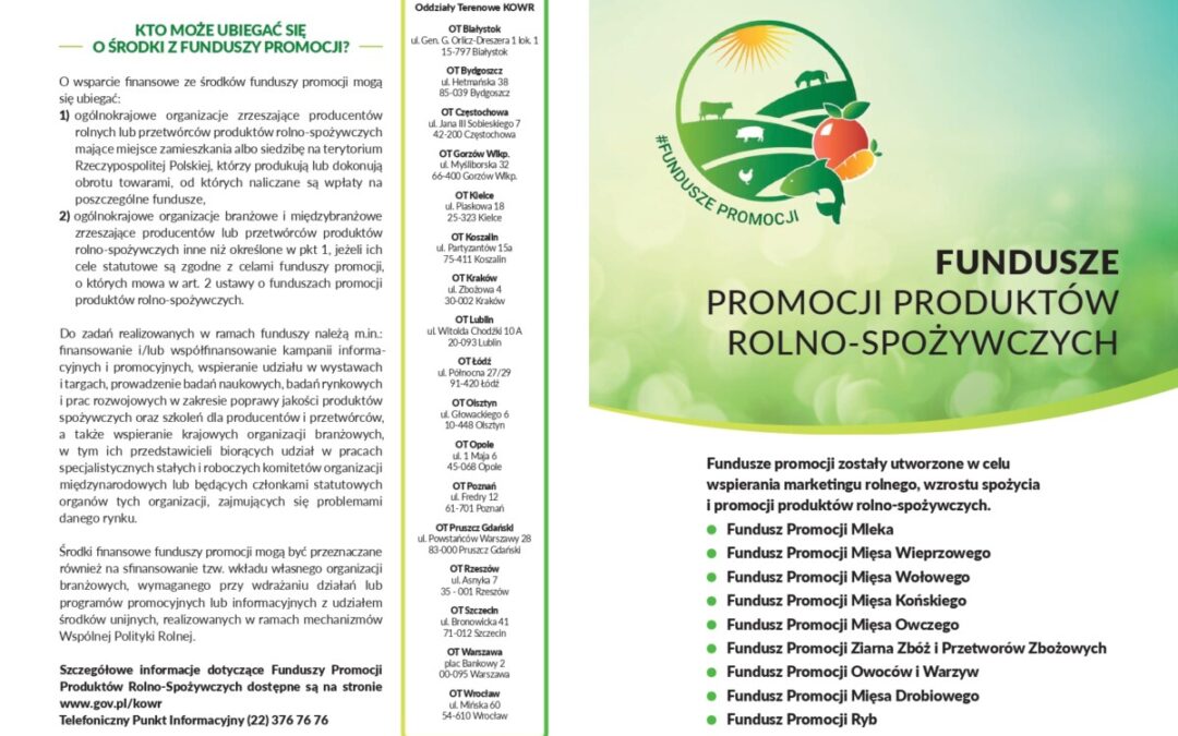 Informacja dotycząca funduszy promocji produktów rolno-spożywczych